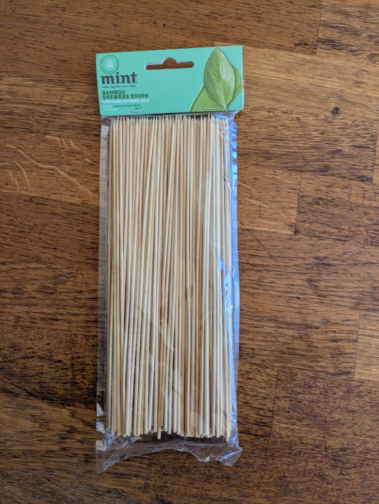 Bamboo skewers for the chicken to make Thai satay