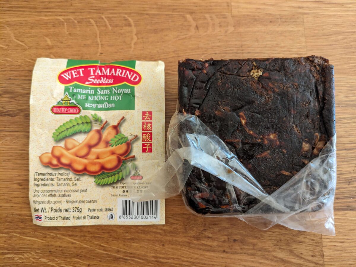 tamarind paste used in Thai cooking for curries, sauces, and stir-fries"