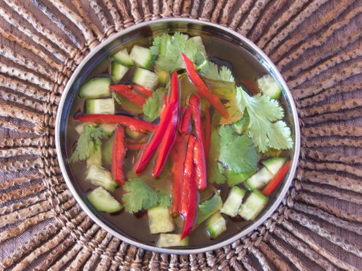 Thai cucumber relish the perfect side for fish cakes
