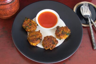 “Gluten-free Thai corn fritters with sweet chilli sauce — a simple, delicious snack.”